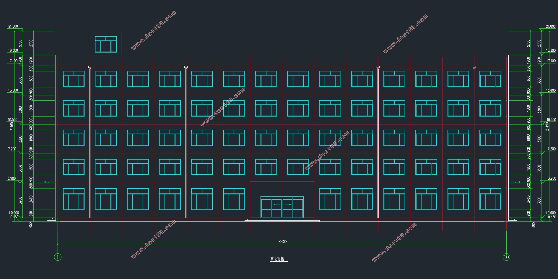 五层3700平米企业多层混凝土框架结构职工宿舍楼设计(含建筑图结构图)