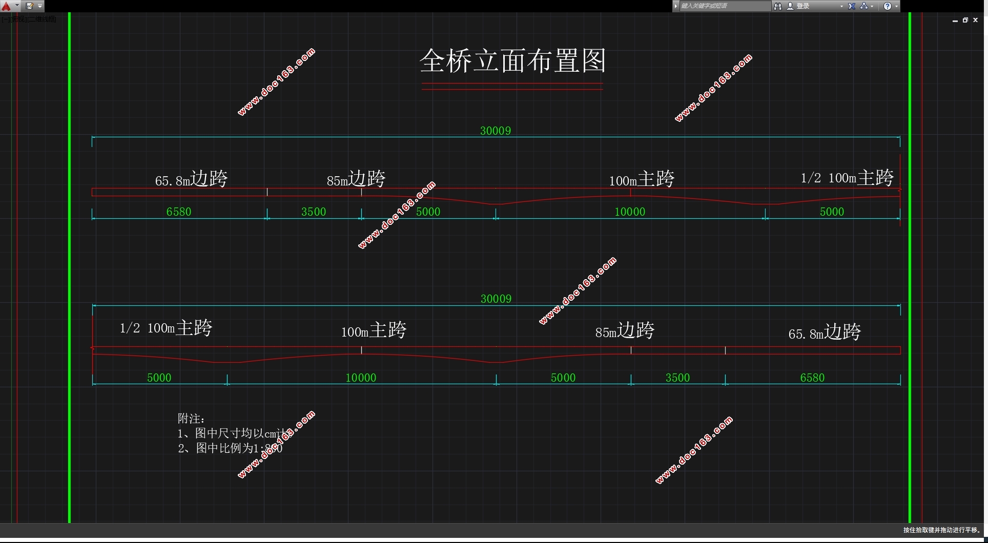 ·(65.8+85+3X100+85+65.8)m(CADͼ)